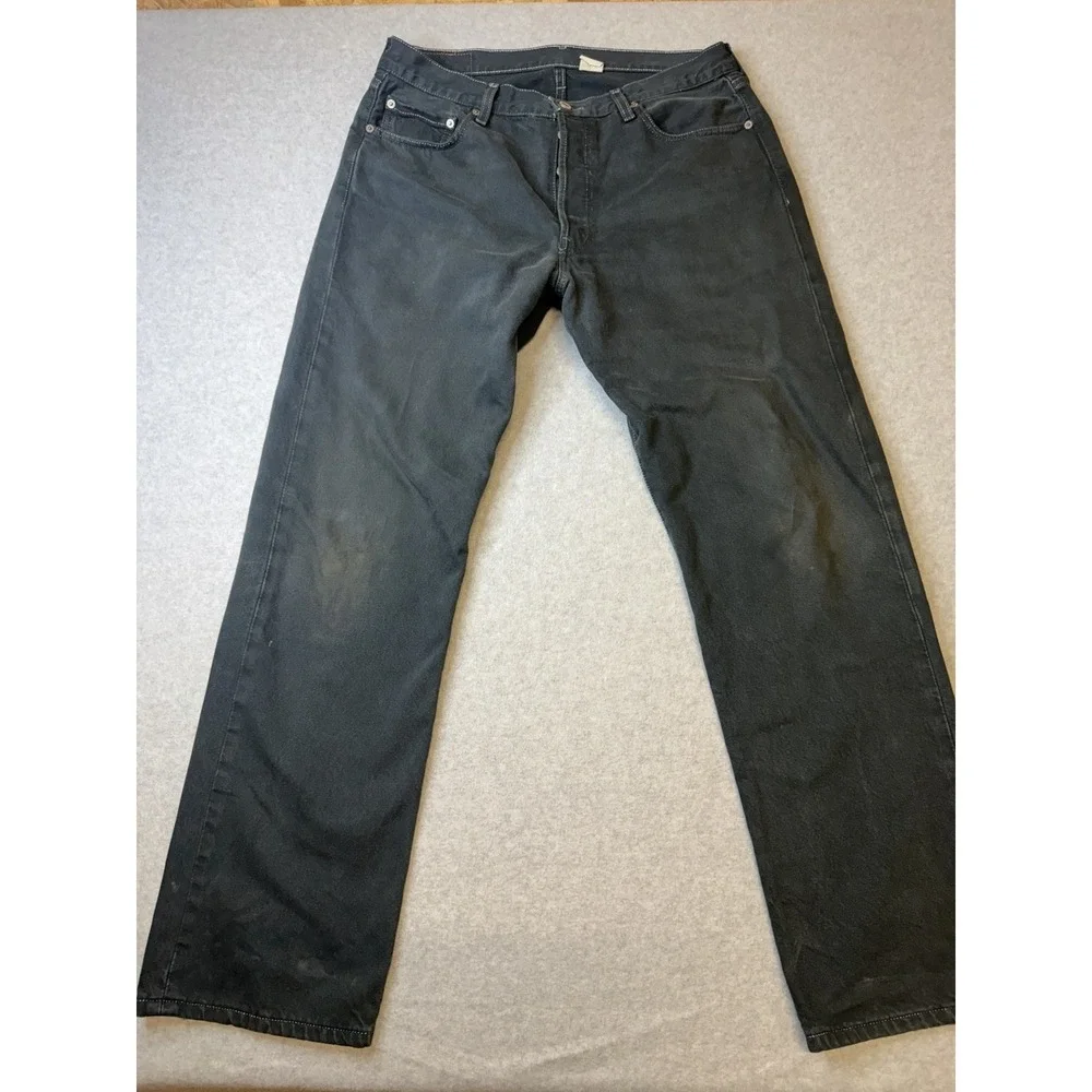 Vintage Y2K 2006 Levi's 501 Black Jeans 36x32 Button Fly Straight Leg Dark Wash